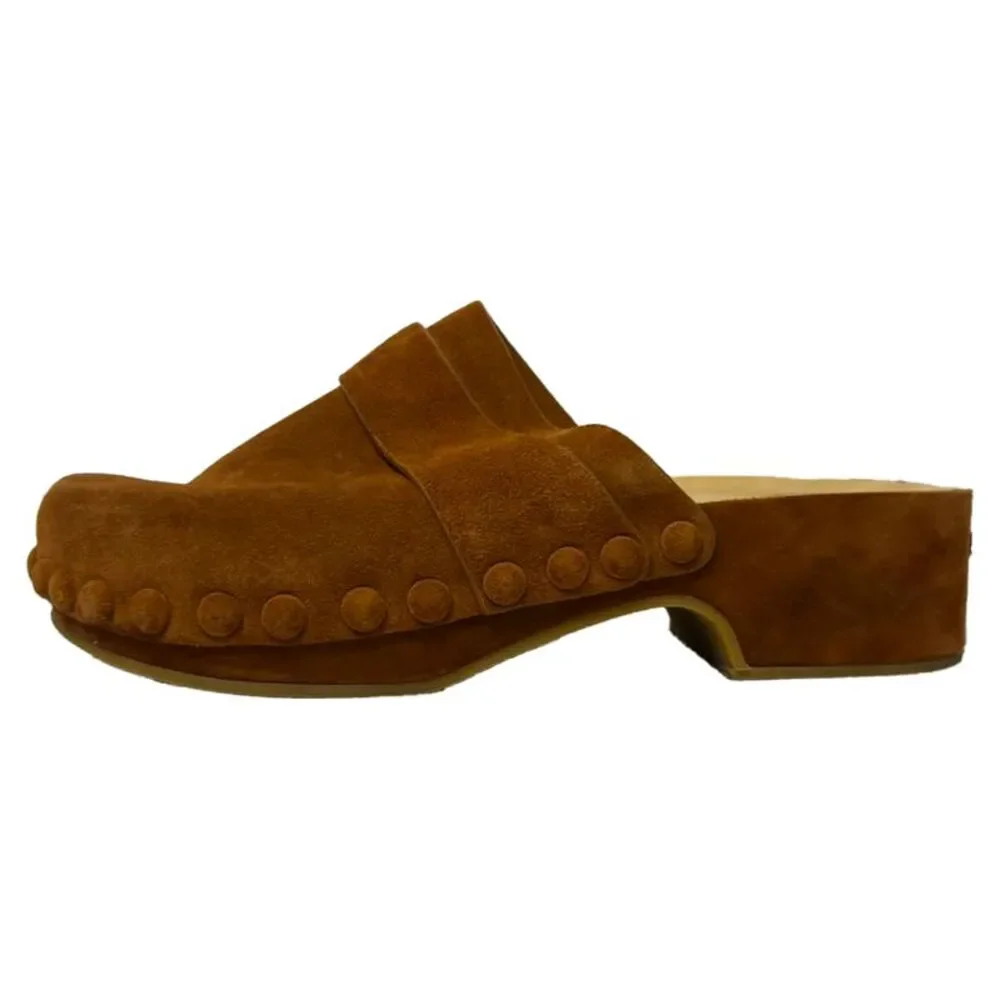 Chloé Joy Studded Clogs in Brown Suede - Picture 4 of 10